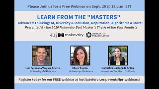 IPR Webinar: Advanced Thinking: AI, Diversity & Inclusion, Reputation, Algorithms, & More!