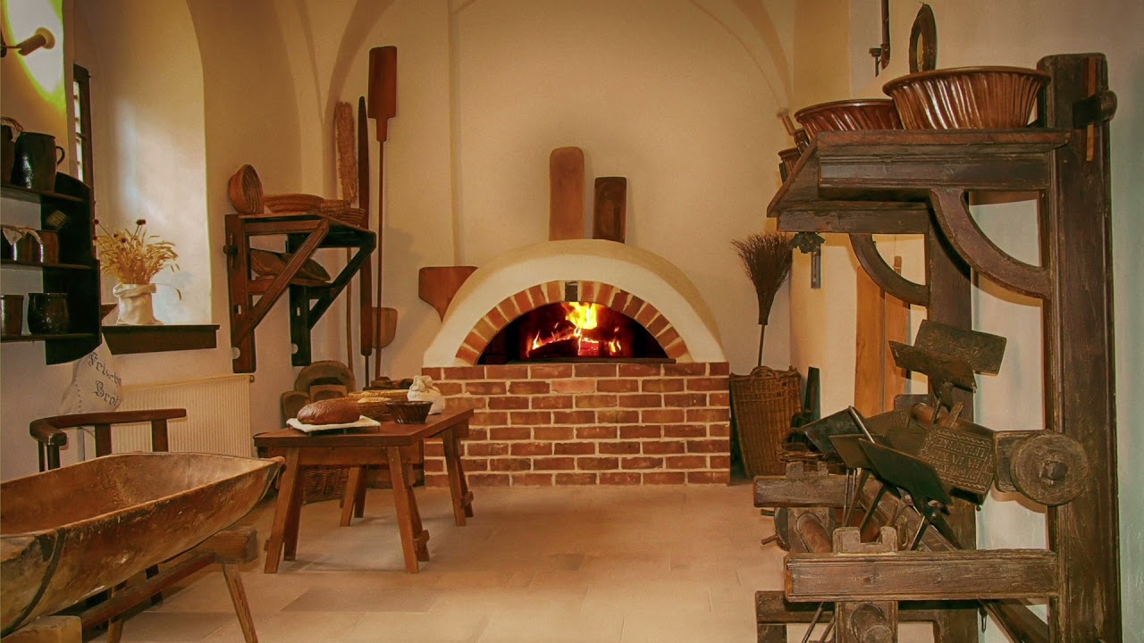 Crackling Wood Fire Oven Burning Fireplace in a Colonial Kitchen Sounds | ASMR 8 hours