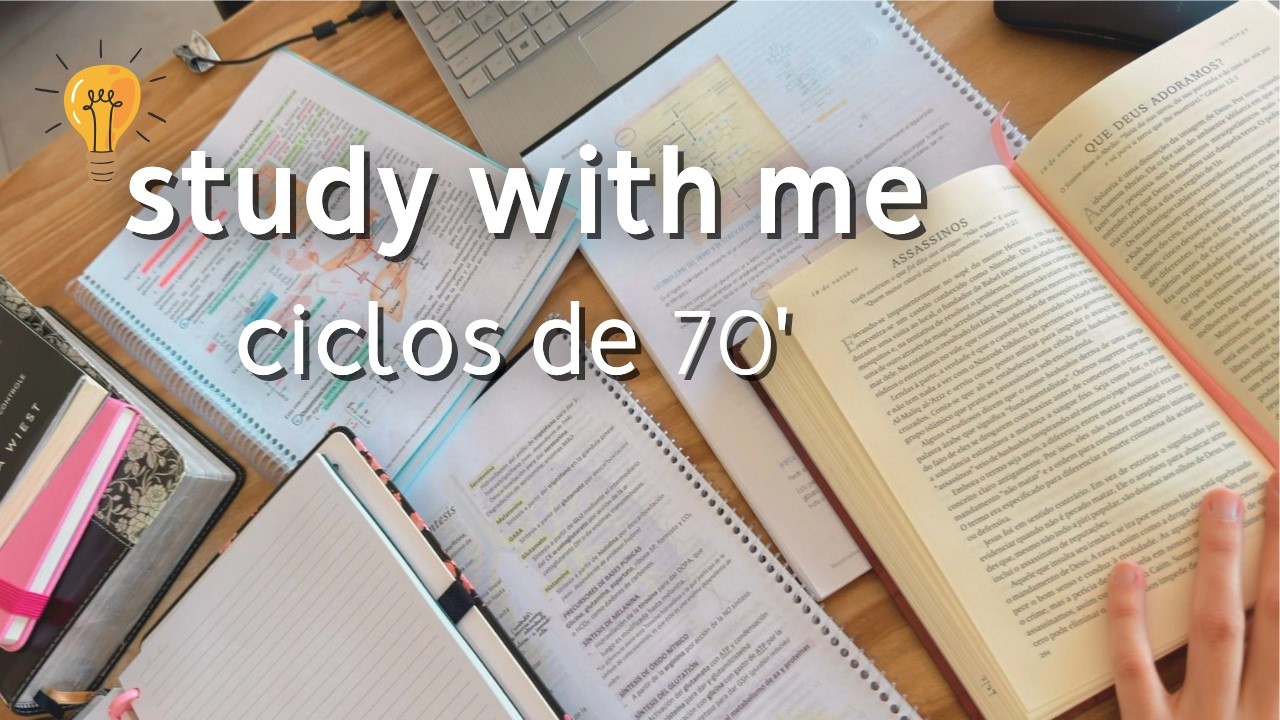 estude comigo 8 horas 🚀 pomodoro 70/15 🟤 w/ brown noise