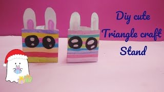 How To Make Very Cute Triangle Craft Stand Diy Origami Craftthoshi Art And Craft
