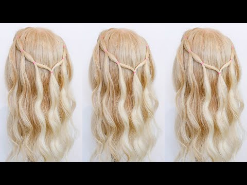 Easy & Quick Waterfall Braid With Elastics - NO BRAIDING! 5Minute Half Up Half Down Hairstyle