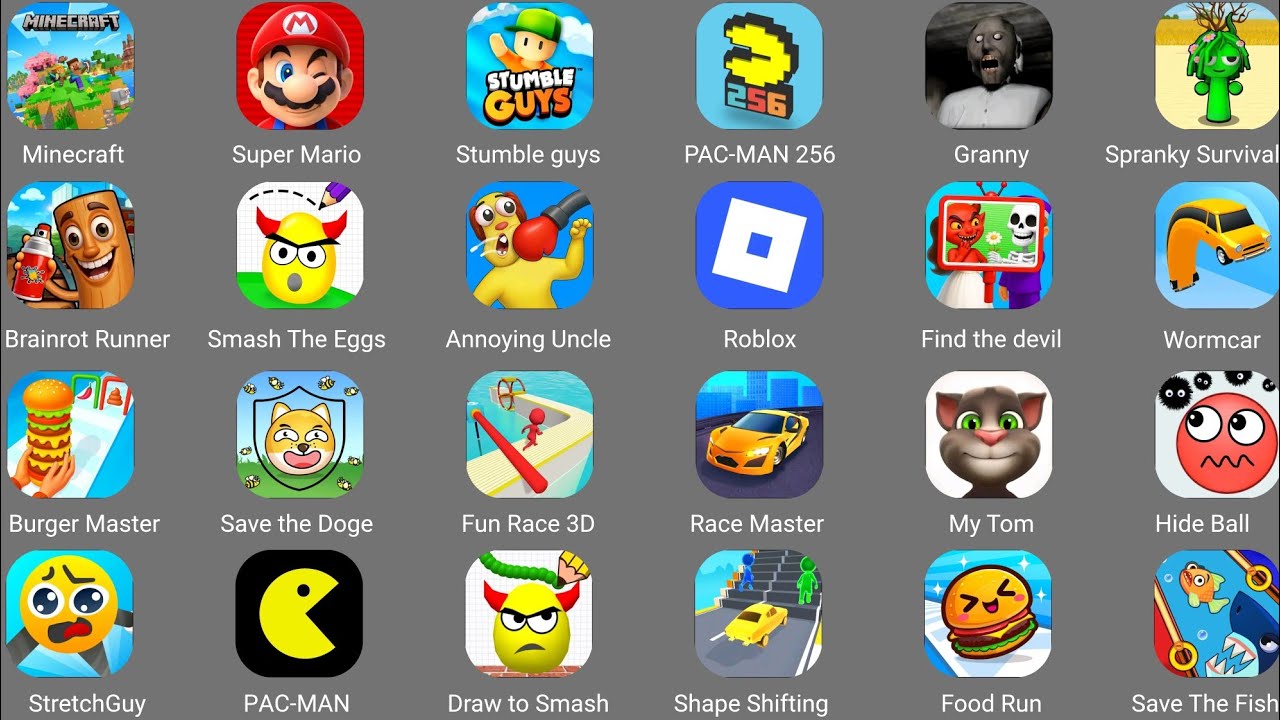 Save The Fish, Spranky Survival, Wheel Transform, Roblox, PAC-MAN, Hide Ball, Car ASMR Makeover 