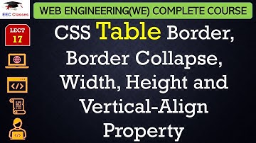 L17: CSS Table: Border, Border Collapse, Width, Height and Vertical-Align Property | Web Engineering