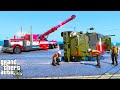 Heavy Wrecker Rotator Flips Rolled Over SWAT MRAP Truck In GTA 5