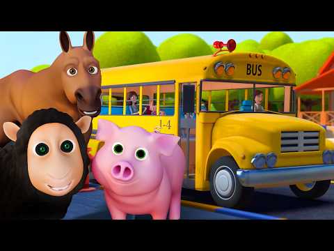 Wheels On The Bus Go Round and Round 🚌 | Family, Friends & Animals | Nursery Rhymes