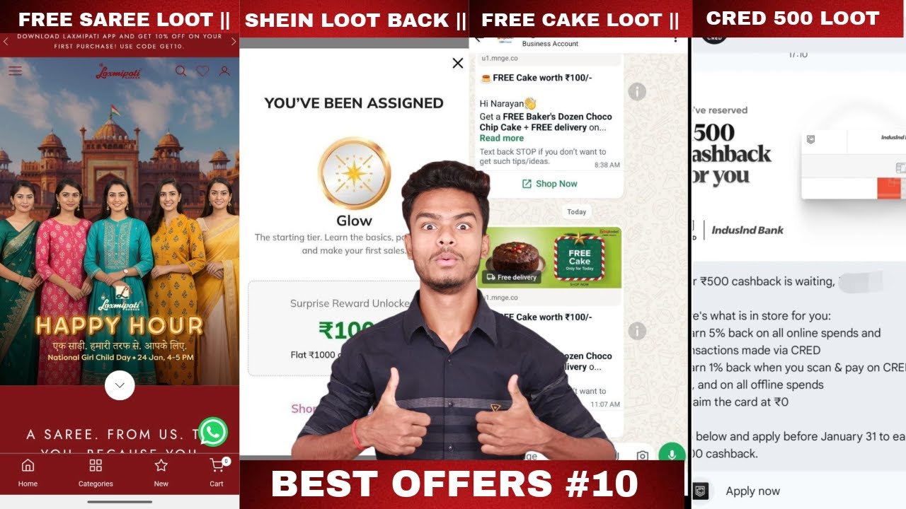 SHEIN APP Huge Loot, Free Saree Loot, CRED Rs.500 Cashback, Bigbasket Loot, Canara a1 Cashback !!