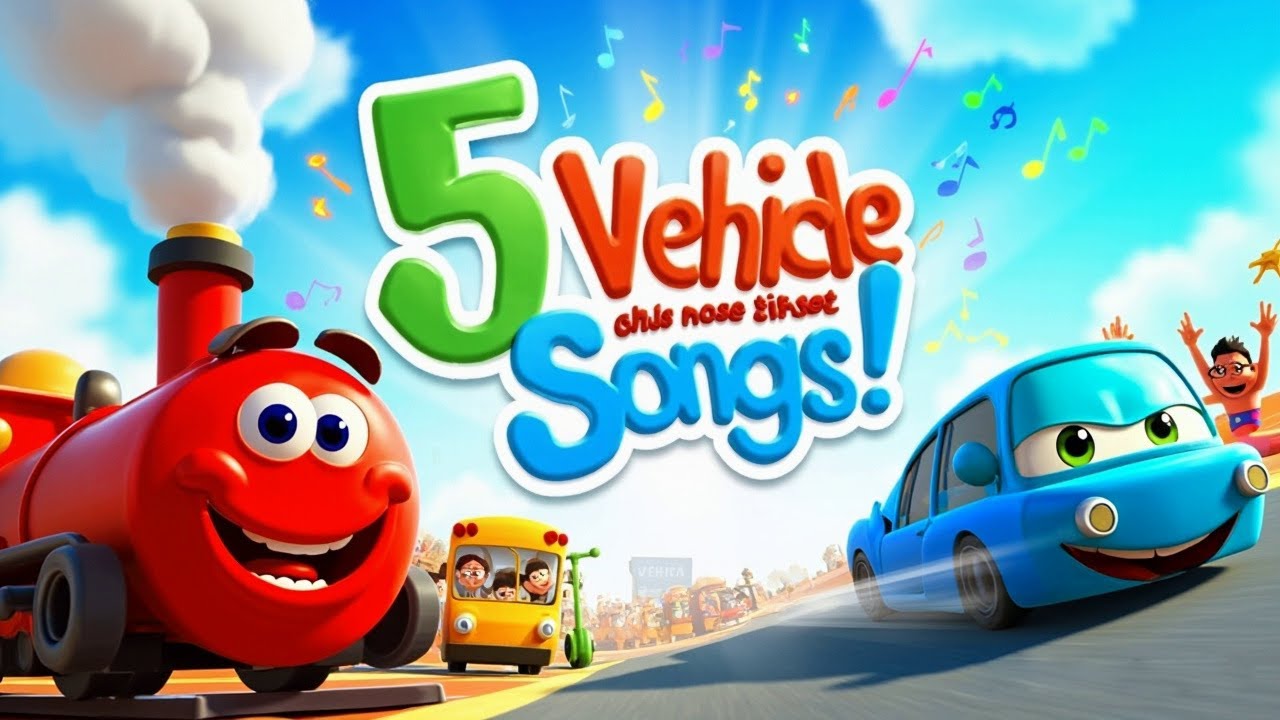 🚗🚂 5 Fun Vehicle Songs for Kids | Train, Car & More! | 9-Minute Sing Along Adventure 🎵