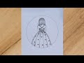 How to draw a girl in circle very easy|girl drawing for beginners|circle drawing easy|girl drawing