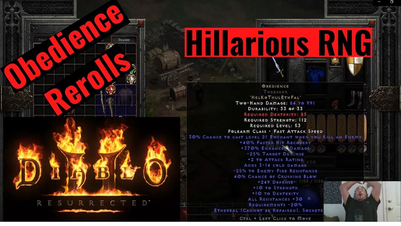 Diablo 2 Resurrected. D2R Online Rerolling Obedience For 30 Res. Funny ...