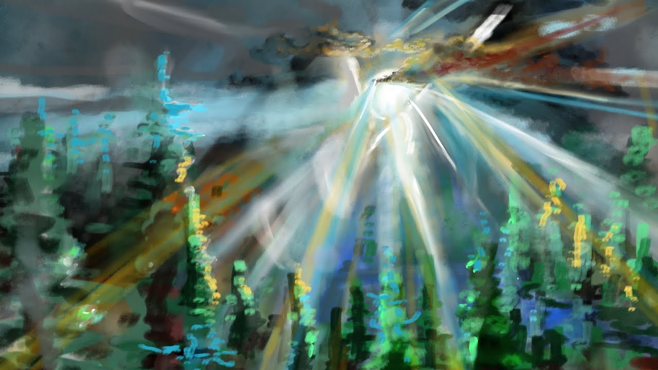 mountain view digital drawing time lapse - YouTube