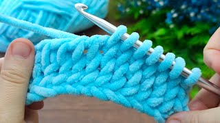 Wow!puff puff 🤩 Soft, very easy Tunisian crochet baby blanket with velvet thread, model description screenshot 5