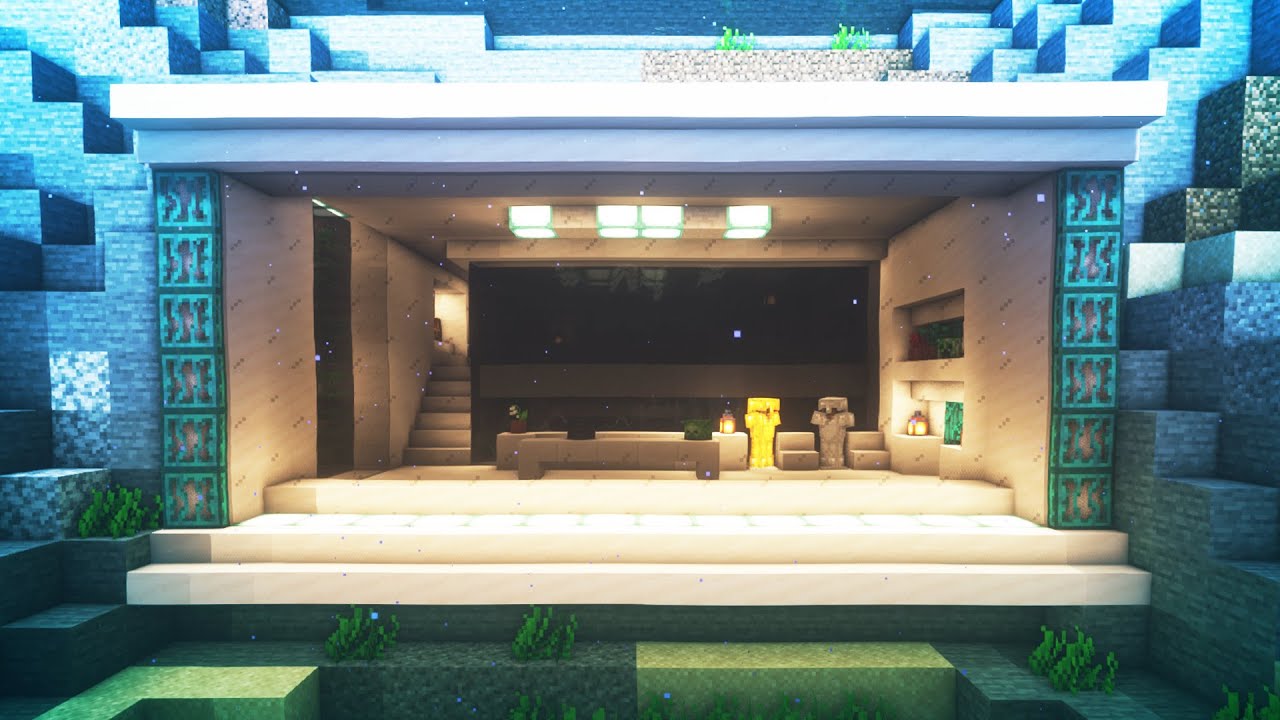 Minecraft How to build a Modern Underwater Mountain House! YouTube