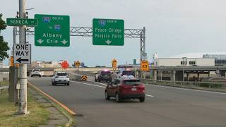 Motorcyclist dies after falling off I-190 on-ramp