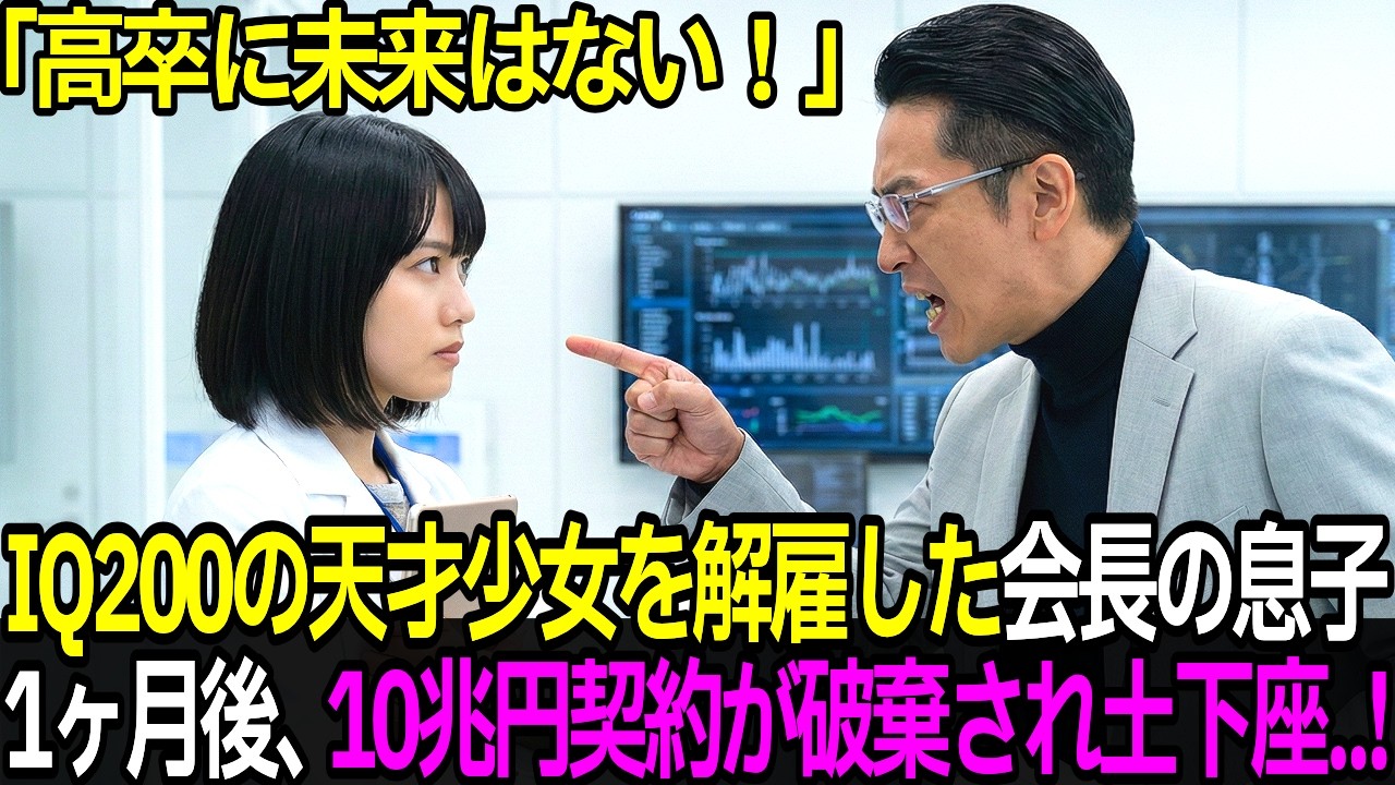 IQ200の天才少女を「高卒に未来はない」と解雇した研究所の会長の息子。1ヶ月後、10兆円契約が破棄され涙の土下座…！【感動する話】【朗読】