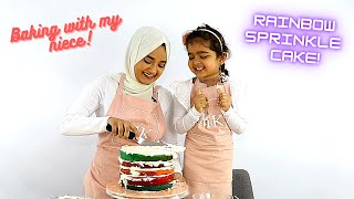 CUTEST VIDEO EVER! │ MAKING A RAINBOW SPRINKLE EXPLOSION CAKE WITH MY NIECE AISHA │ CAKES BY MK