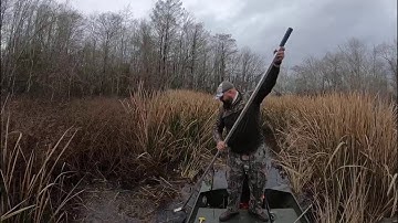Poling for ducks in Alabama with a Meritt push pole.
