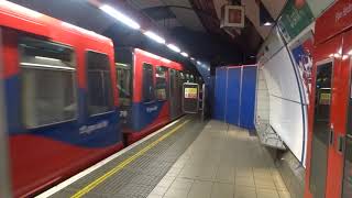 DLR train departing from Bank