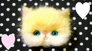 羊毛フェルト＊猫＊作り方＊かわいいエキゾチックショートヘア＊音フェチASMR＊How to make a cat with wool felt＊Needle felt＊DIY