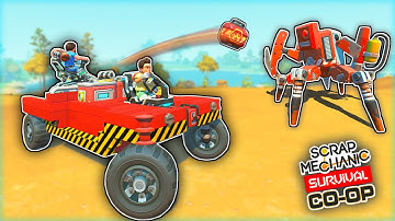 We Built a TRUCK-Mounted EXPLOSIVE LAUNCHER to Hunt Farmbots! (Scrap Mechanic Co-op Survival Ep. 25)