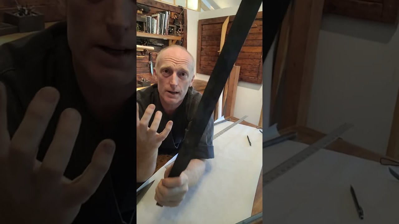 Drawing out a saw bladed sword, with questions of what the different parts should be and look like.