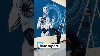 My Sister's INCREDIBLE Wall Art Talent! 🎨🤯 AI Robot Mural #Shorts