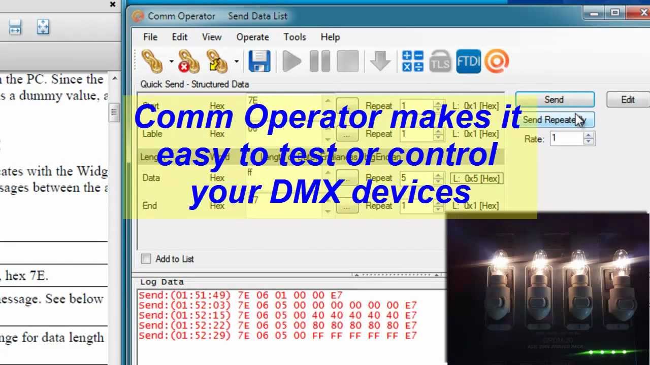 Send Packet to DMX Devices with Comm Operator - YouTube
