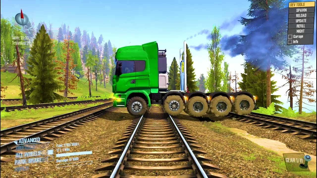 Железнодорожный переезд: грузовики, автобусы, внедорожники, тягачи, фургоны, полуприцепы, машины ...