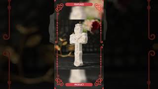 Hand-Carved Wood Crucifix - Pearl White Catholic Home Decor