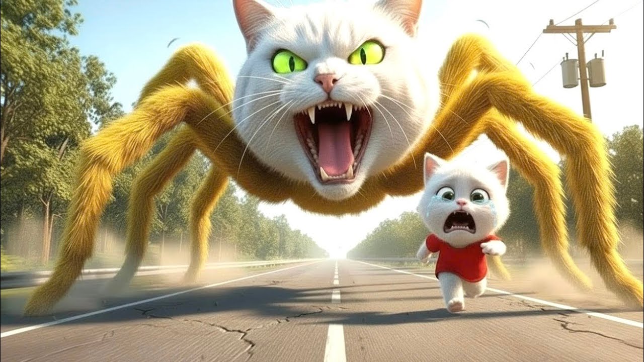 😱 OMG 🕷️🕸️ A Tiny Kitten Trapped by a Spider’s Magic Curse 🐱 | AI Cat Story