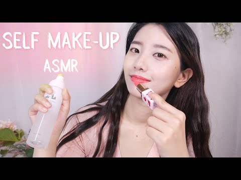 メイクの紹介 ASMR+最近のお気に入りコスメ(ミスト、パフ、ブラシの音)[suna asmr]音フェチ