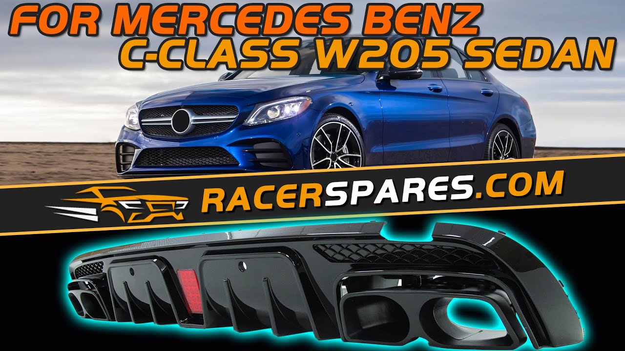 Rear Diffuser Black Muffler Tips For Mercedes Benz W205 Sedan S205 C300 ...