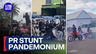 Chaotic scenes as clothing giveaway turns violent | 9 News Australia