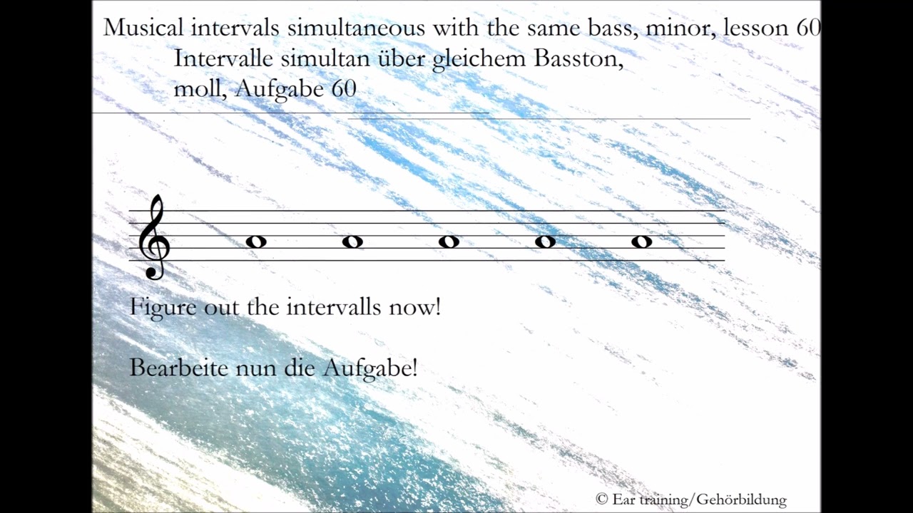 Musical intervals simultaneous with the same bass, minor, lesson 60 Intervalle simultan über gleiche