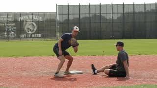 Tagging a runner on the steal at 2nd base--Common flaws Wealth