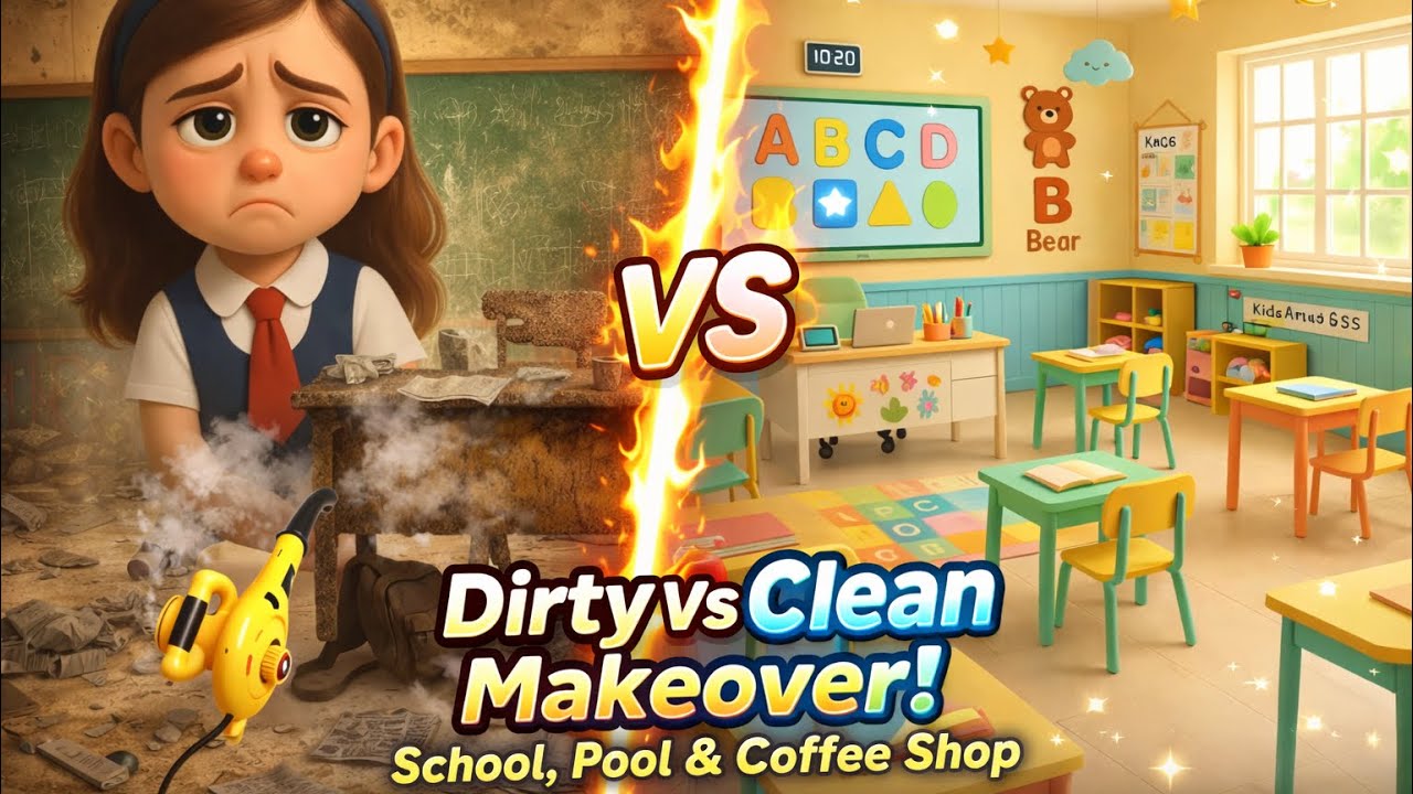 Dirty School, Pool & Coffee Shop Makeover | Satisfying ASMR Cleaning Transformation ✨🧼