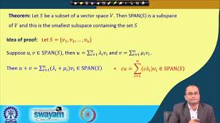 Lecture 41: Vector Spaces Spanning Set #swayamprabha #CH38SP