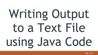 Writing Output to a Text File using Java Code