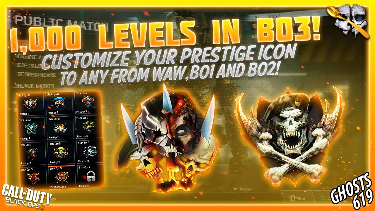 1,000 Levels in BO3! Customize your Prestige Icon to Any from WaW, BO1 and BO2!