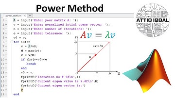 Power Method for Dominant Eigen Value with MATLAB code
