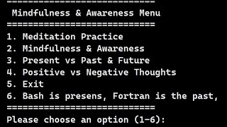 learn bash script on linux , create a meditation menu inn bash