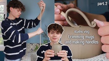 High tea set part 2: trimming mugs and making handles // studio vlog