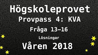 Högskoleprovet 2018 Våren Lösningar Pass 4 KVA del 1