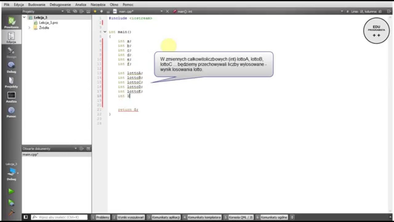 003 Edu programista - szkoła programowania. Liczby losowe, czyli gra w Lotto.