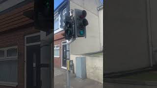 Bargoed: Commercial Street, Microsense & Siemens Helios Traffic Lights Pelican Crossing
