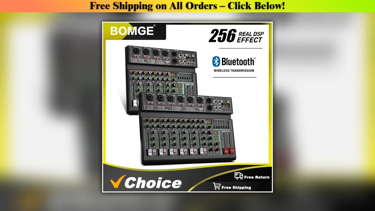BOMGE 4/6 Channel 256DSP Audio Mixer USB Bluetooth/catu daya 48V independen/cocok untuk studio,