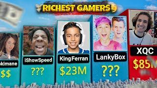 World's Richest Gaming Youtubers! (XQC iShowSpeed Lankybox Minecraft Ferran Royalty family Pokimane)