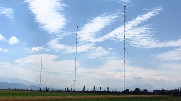 The antenna masts transmitting Antena Satelor on 153 kHz from Bod, Romania