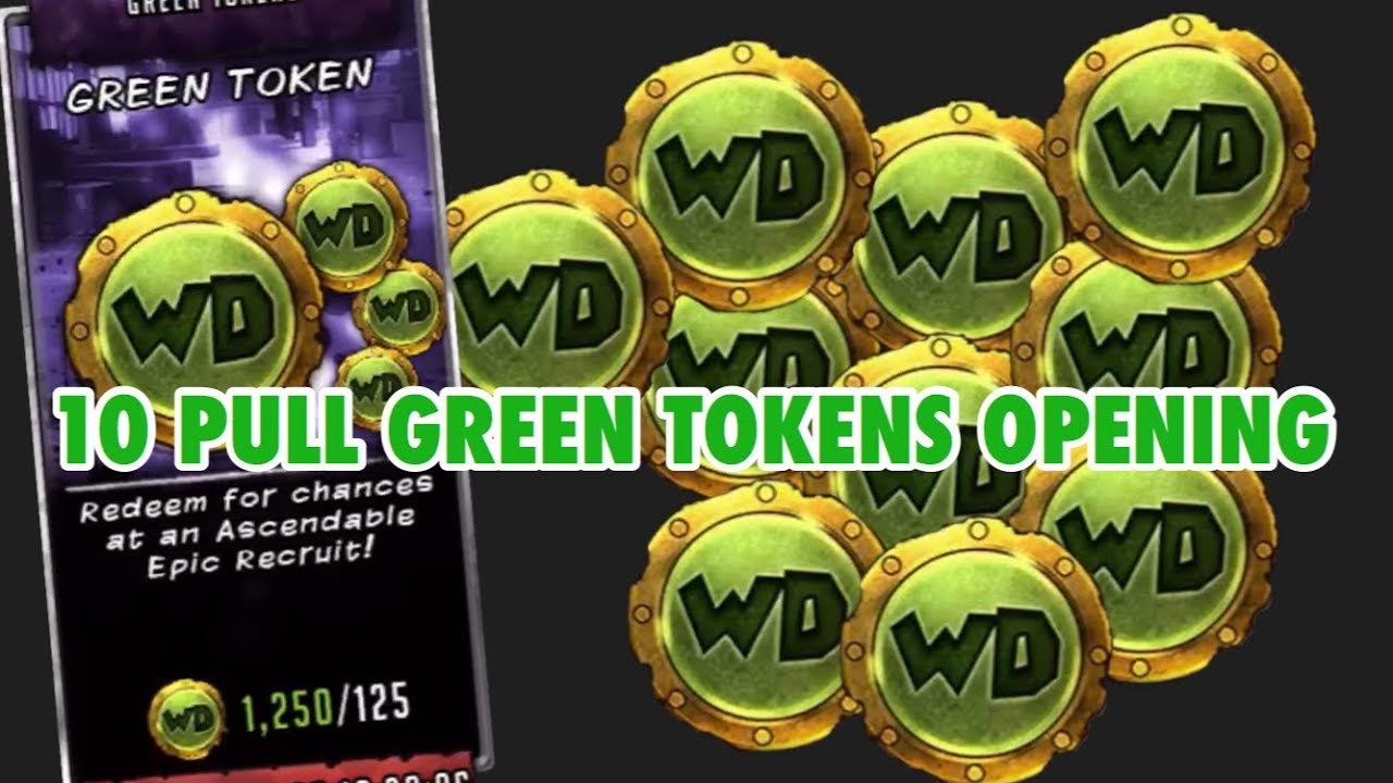 10 PULL GREEN TOKENS OPENING - Walking Dead Road to Survival