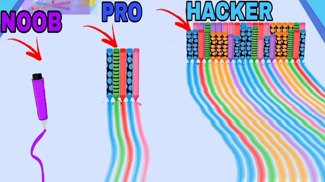 NOOB VS PRO VS HACKER-PEN RUSH 3D