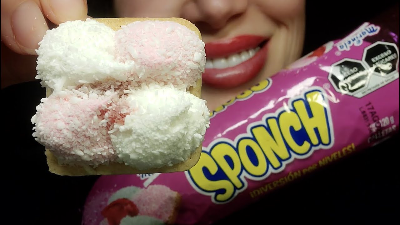 ASMR SPONCH MARSHMALLOW COOKIE Mouth Sounds CLOSE UP 